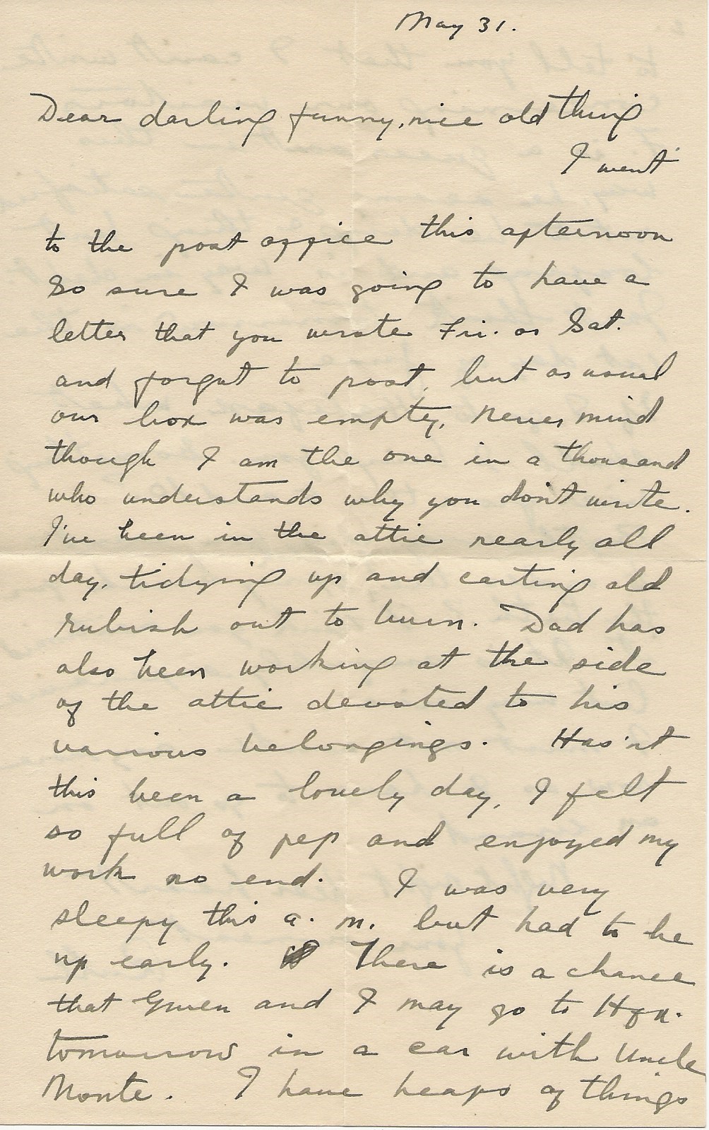 Scanned handwritten letter from Ruth Harris dated May 31, 1921